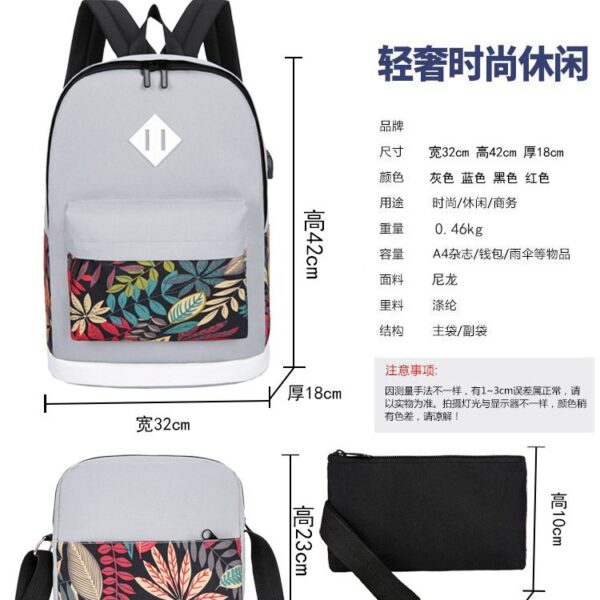 Ryggsäckar |grå med mönster - Image 2