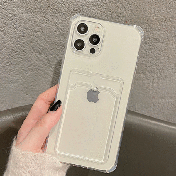 Transparent silikonfodral med kortplats för iPhone 11 pro max - Image 2