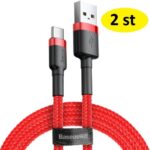 2 st super kvalitet Baseus cable Cafule USB - USB-C 3m röd