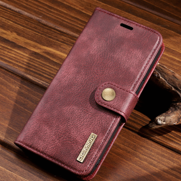 DG.MING Äkta Läder  för iPhone 13 röd