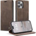 CaseMe 0013 Leather Wallet Case for iPhone 16 pro max darkbrown