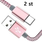 2 st 1 m USB-C rosa kabel