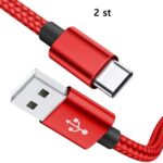 2 st 1 m USB-C röd kabel