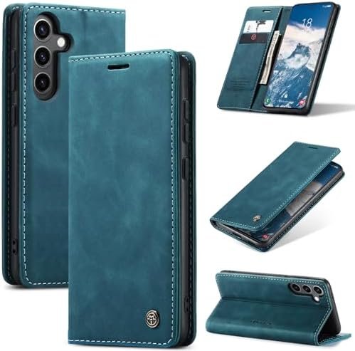 51vI3F4c36L._AC_.jpg Läderfodral caseme 0013 för Samsung S24 grön - Image 1