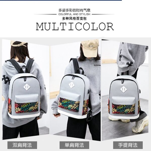 Ryggsäckar |grå med mönster - Image 4