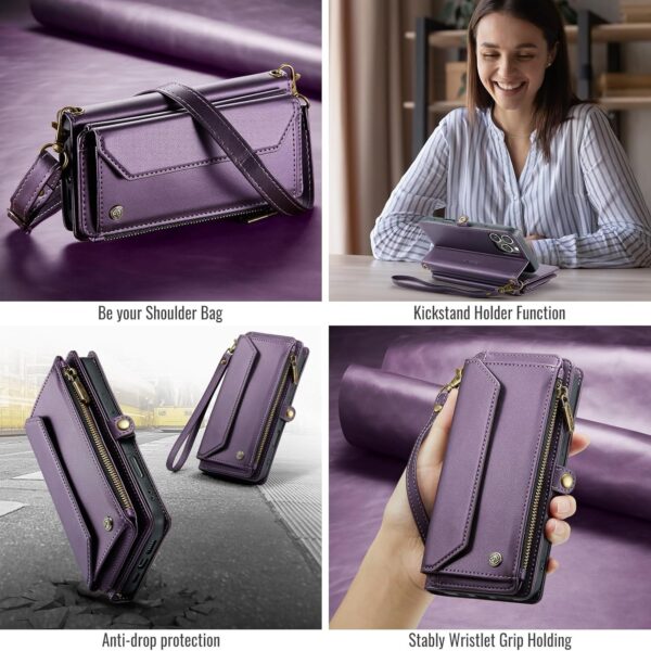 Caseme Plånbok med dragkedja iphone 16  lila - Image 2