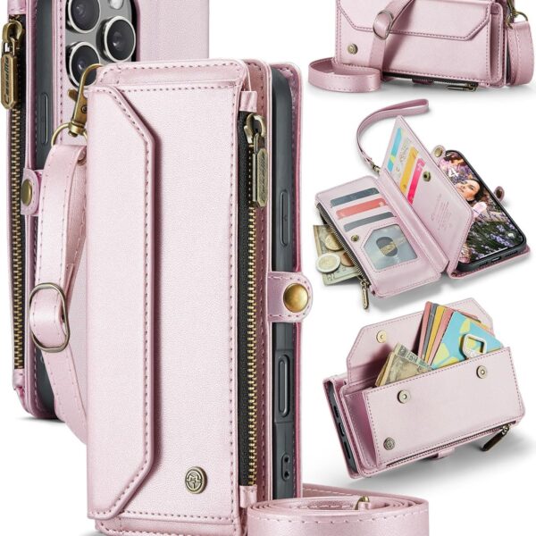 Caseme Plånbok med dragkedja iphone 16 rosa