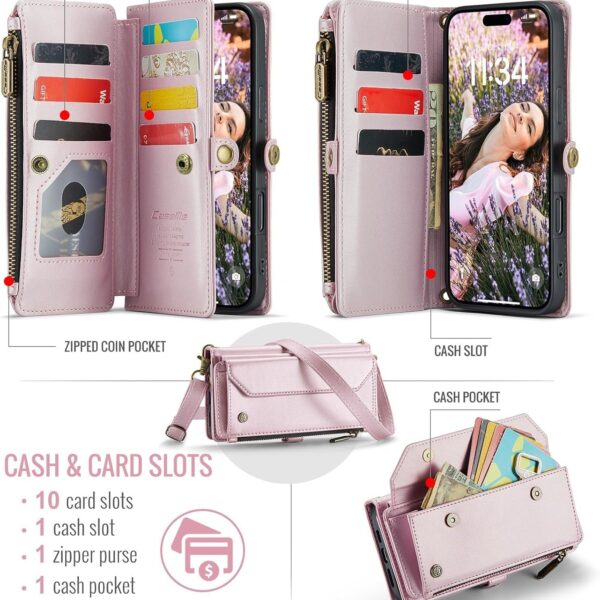 Caseme Plånbok med dragkedja iphone 16 rosa - Image 4
