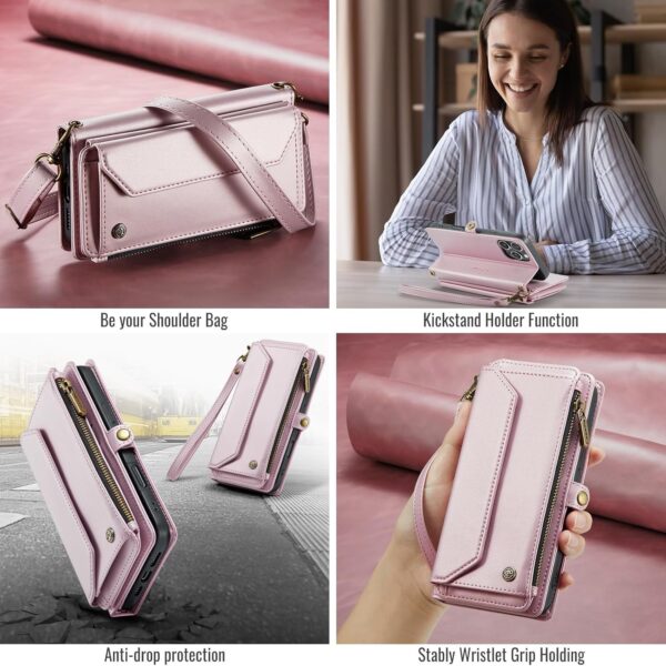 Caseme Plånbok med dragkedja iphone 16 rosa - Image 5