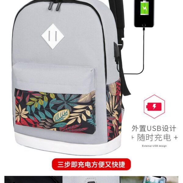 Ryggsäckar |grå med mönster - Image 5