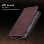 läderfodral för Samsung S22 plus vinröd