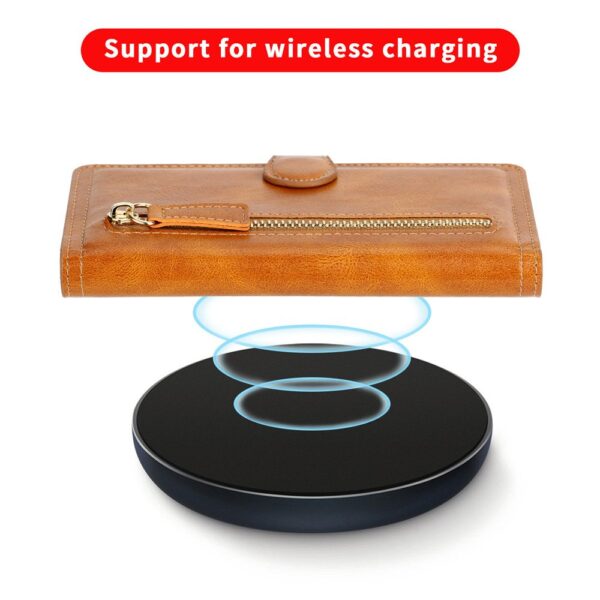 Lyxigt läderfodral med blixtlås för iphone 14 plus röd - Image 8