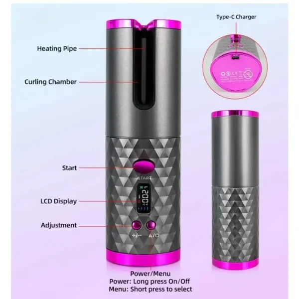 Cordless Hair Curler Adjustable - Image 3