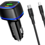 Snabb Billaddare med USB-C och USB-A portar, USB-C till USB-C kabel medföljer - svart - Maxlife 20W Car Charger
