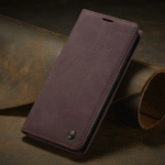 Läderfödral caseme 0013 för  iphone 12 mini vinröd